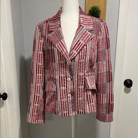 Cabi 6028 Red Patchwork Blazer Jacket Size Medium - Picture 2 of 12